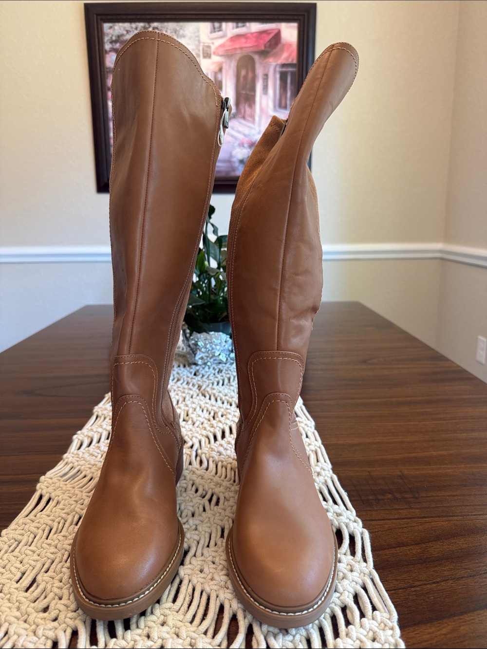 Lucky Brand Women's Over-the-Knee Leather Boots in Tan
